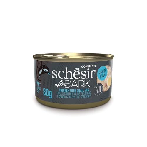 Schesir H meda Komplettfutter für Katzen After Dark Huhn Hühnereier und Wachteleier Dosen 12 x 80 g
