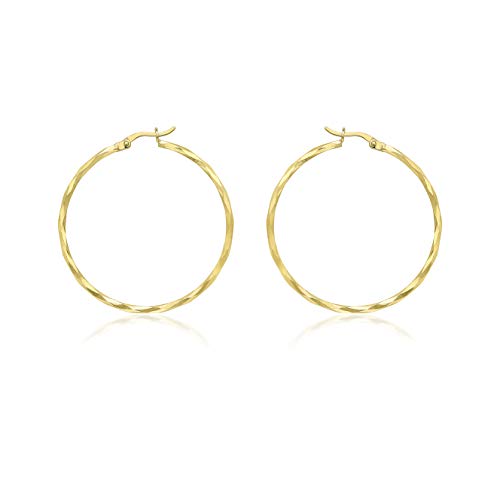 CARISSIMA Damen-Ohrringe Creolen Gelbgold 9kt 38mm diamantiert facettiert