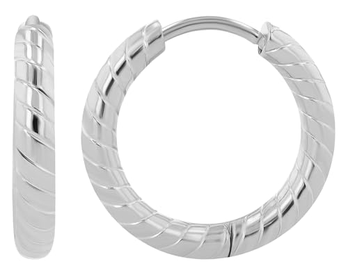 Akzent Wasserfeste Edelstahl Ohrringe Creolen in Silber für Damen 100% Wasserfest Hautverträglich