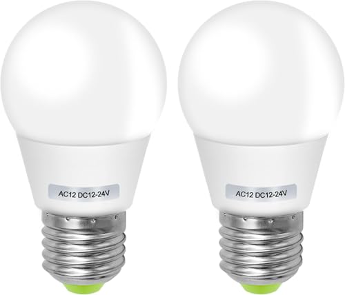 E27 12V LED Lampe Warmweiss 2700K 12v Glühbirne E27 3W LED AC12V DC 12V-24V Glühbirne 40W Glühlampenersatz für Sonnensystem Wohnmobil Boot Innen Niederspannungs-Sicherheitsbeleuchtung 2er Pack