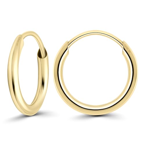EDELIND Filigrane Damen Creolen Gold Klein 9mm 585 Gelbgold Hoop Creolen Set 14 Karat Gold Ohrringe Breite 1 3 mm inkl Geschenk Box Made in Germany