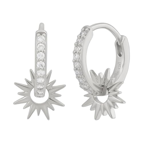 cai Damen Creole 925 Sterling Silber rhodiniert mit Zirkonia Einhänger Sonne 925 - Sterling Silber 1 6cm Glänzend Zirkonia weiß 358215825R