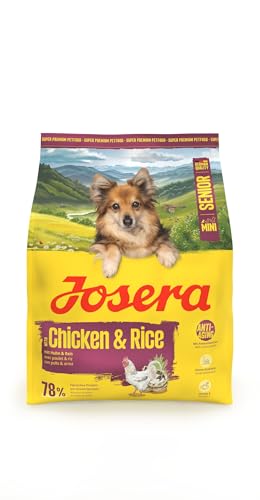 JOSERA Mini Senior Huhn Reis 1 x 900 g Premium Trockenfutter für ausgewachsene ältere Hunde Kleiner Rassen Anti-Aging Nierenentlastung Extrakleine Kroketten glutenfrei 1er Pack