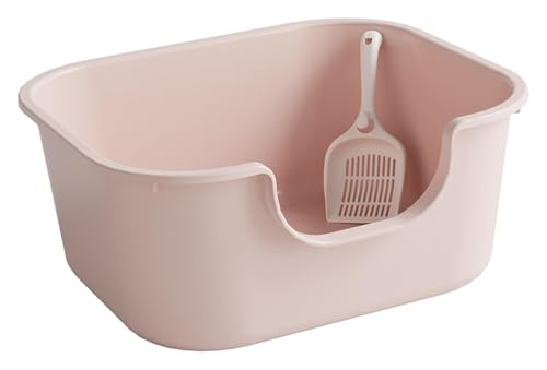 DXZXDJIU Große Katzentoilette mit hohen Seitenwänden Katzentoilette mit offener Oberseite for Kätzchen und Erwachsene Katzen Pink
