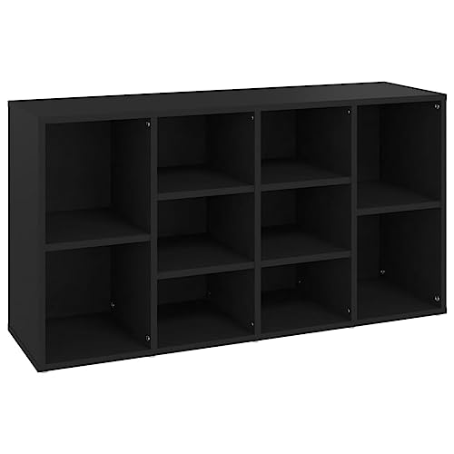 vidaXL Schuhbank Schuhschrank Sitzbank Schuhregal Bank Schuhaufbewahrung Schuhständer Schuhtruhe TV Schrank Schwarz 103x30x54 5cm Holzwerkstoff