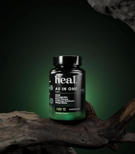 Heal ALL IN ONE Supplement 120 vegane Kapseln Für bessere Regeneration und mehr Energie 100% Vegan Kurkuma Shilajit Ashwagandha Panax Ginseng Cordyceps Mushroom ginko Biloba