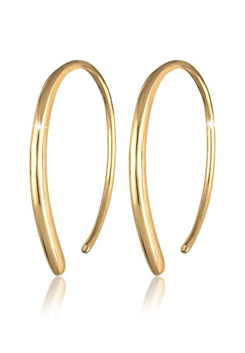 Elli Creolen Silber 925 Vergoldet 24K Frauen Kreolen Damen Ohrringe Gold Farbe Offen Oval Durchmesser 15-23mm Hoops 0312951117