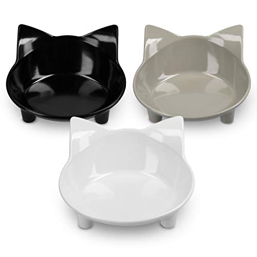 Navaris Futternapf Set 3-teilig für Katzen - 3er Napf rutschfest - 3 x Fressnapf Katzennapf spülmaschinenfest - Wasser Nassfutter Trockenfutter - 3X 210ml Napf