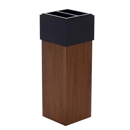 Standaschenbecher für Draussen aus Holz Vertikaler Aschenbecher Edelstahl für Hotels Und Einkaufszentren Vertikaler Mülleimer aus Holz Mit Aschenbecher aus Edelstahl Walnut Color