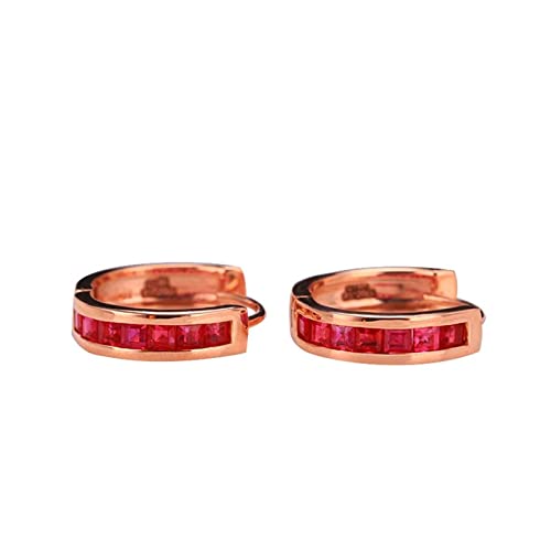 AMDXD Ohrstecker 18K Au750 1.2ct Rubin Weihnachten Rot Hoop Creole Ohrschmuck Rosegold Au750 Echtschmuck