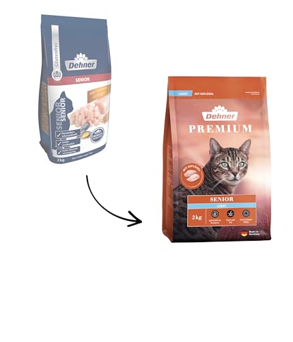 Dehner Premium Katzenfutter Light Trockenfutter getreidefrei kalorienreduziert für ältere Katzen Geflügel 2 kg
