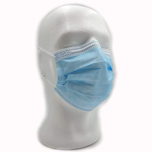 Mundschutz Nasenschutz 3-lagig o. Schlaufe mit Gummizug OP-Maske 50 Stück integrierter Nasenclip BLAU