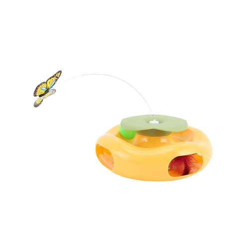 RASTKY Interaktives Elektrisch Rotierendes Schmetterlings-Katzenspielzeug für Katzen Im Innenbereich Teaser-Selbstspielspielzeug für Kätzchen Haustiersichere Materialien für Aktive Spielsitzungen