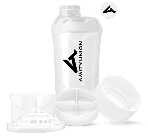 ß Shaker 700 ml 2 Tabletten Fächer   Deluxe Shaker BPA frei Sieb Skala für BCCA Shakes Gym Fitness Becher für Isolate Diät Sport Konzentrate Weiß Cup