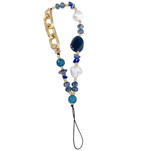 Zktfyshk Modeschmuck bunte Perlen Handykette Charm Schlüsselanhänger Handy Schlüsselband Acryl Armband Schlüsselanhänger Damen Tasche Ornament Schmuck 13 4cm Stein Acryl Aluminiumkette