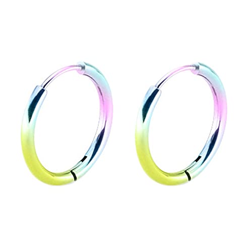 Lieson Damen Herren Ohrstecker Titan Creolen Herren Damen Bunt Ohrringe 10MM Kreis