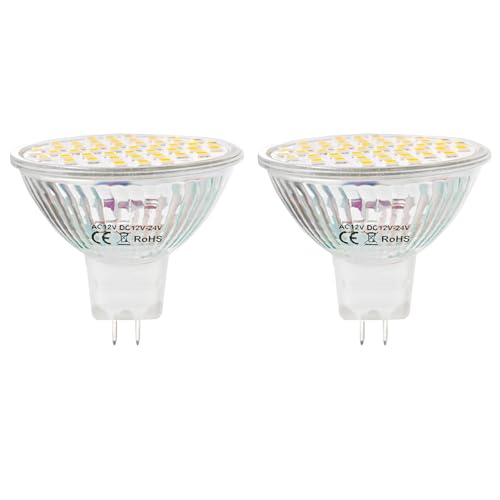 AILEMING MR16.3 48SMD 2835 Chip Leuchtmittel 3W Hohe Helligkeit Energiesparlampe Schrank Haushalt Leuchtmittel AC 12V DC 12 24V Warmweiß 2 Stück