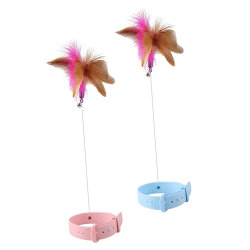 BELLIFFY Interaktives Katzenspielzeug 2 Stück Katzenhalsbänder Mit Federwedel Weich Hautfreundlich Für Wohnungskatzen Spiel Und Jagdspaß
