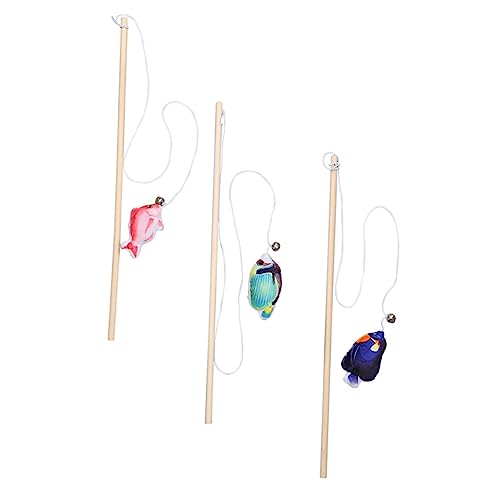 TOYANDONA 3Stücke Teiliges Katzenspielzeug Interaktive Teaser Sticks mit Künstlichen Fischen für Katzen Fördert Natürlichen Bindung zwischen Haustier