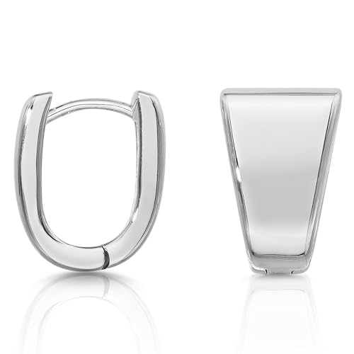 Cassini Ovale Creolen aus 925 Silber Hochglanzpolierte hypoallergene Damenohrringe Mittelgroße Klappcreolen für eleganten Look Alltag Büro besondere Anlässe 3CTB