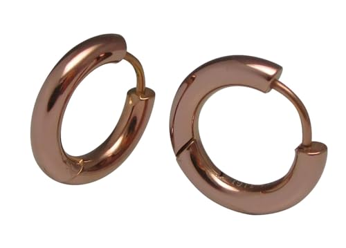 Kikuchi Tube Klapp Creolen mit Titan Stab 16mm 3mm Edelstahl Ohrringe Braun Bronze Hochglänzend Poliert Ohrclicker für Damen Herren ERTS019