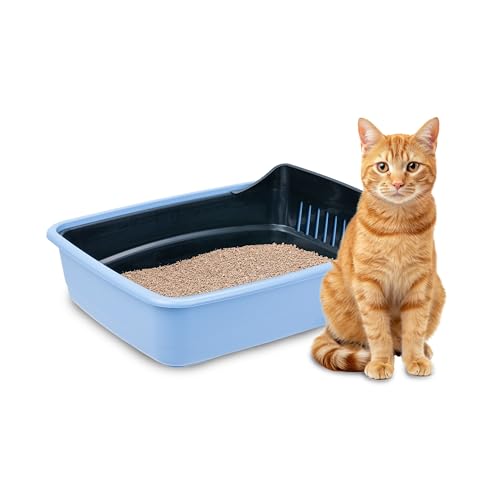 Ferplast Katzenklo Ariel 10 Katzentoilette mit Sieb das Schmutz für eine einfache Reinigung entfernt 46 5 x 35 5 x H 11 5 cm Blau
