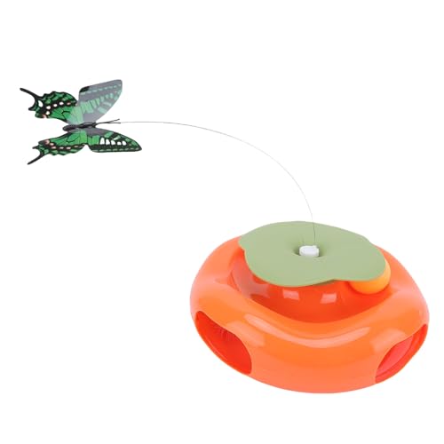 Jiawu Elektrisches Schmetterlings-Katzenspielzeug Automatische Rotation Interaktives Spielzeug für Katzen und Kätzchen Im Innenbereich mit Neckstab für Haustierbindung
