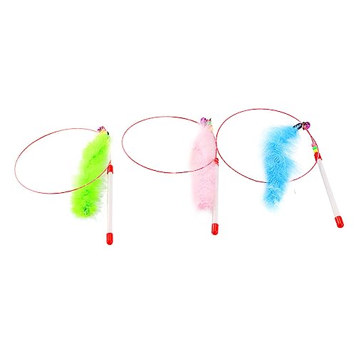 BESPORTBLE 3stücke Federwedel Für Katzen Aus Stahldraht Mit Kunststoffgriff Bunte Flirtstabs Als Interaktives Katzenspielzeug Haustierbedarf Zum Gemeinsamen Spielen Zu Hause Gemischte Farben