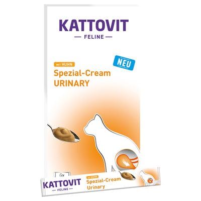 Kattovit Spezial-Creme Urinary mit Huhn 5er Pack 5 x 6 x 15 g Ergänzungsfuttermittel für ausgewachsene Katzen Ganz ohne Zucker und Farb- und Konservierungsstoffe