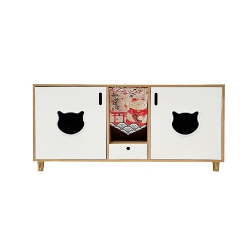 Stuhlabdeckung Holz-Katzentoilette geschlossener Spritzschutz und Schrank große Kapazität Katzentoilette Katzenmöbel Wingback-Stuhl-Slipcover