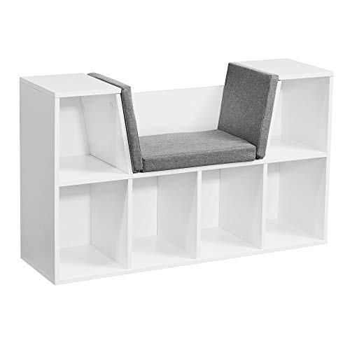 KADIMA DESIGN weißer Korpus graue Polsterung 6 Fächer 101 5x61 5x30 cm