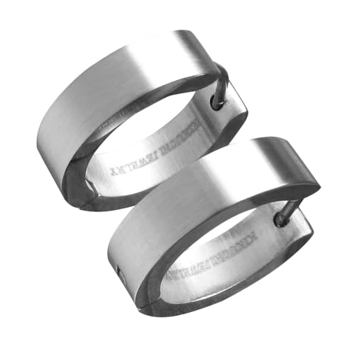 Kikuchi Damen Herren Ohrringe Titan Stäbchen 18mm 5mm Edelstahl Klapp Creolen Schwarz Silber Gold Kantig Gebrüshtet Hochglänzend ERTS006 Silber Matte