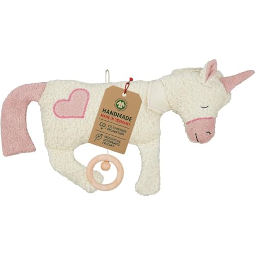Efie Bio - Spieluhr Einhorn Herz Applikation kontrolliert biologischer Anbau organic Made in Germany GOTS zertifiziert nachhaltig Melodie Brahms Guten Abend gute Nacht