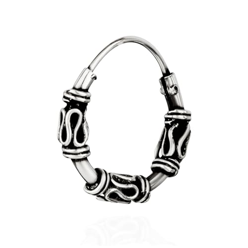 NKlaus Einzel 925 STERLING SILBER Keltische Bali Ohrschmuck Creole klein 12mm 7087
