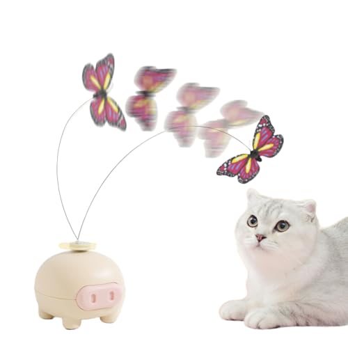 Veasbuu Electronic Cat Toy Butterfly Motion Teaser 2.76x2.56x2.56 inches Interactive Wand with Automatic Rotating Action Battery Powered Entertainment Tool for Indoor Exercise and Play