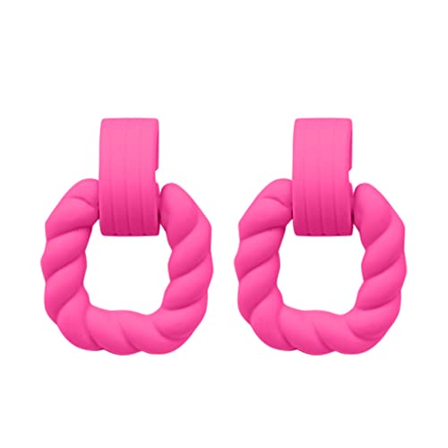IKFIVQD Einfädler-Ohrringe rechteckige Ohrringe für Damen Acryl quadratische Ohrringe geometrische Statement-Ohrringe Herz-Ohrringe Creolen hot pink Einheitsgröße