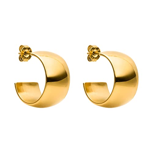 PURELEI Signature Bold Ohrringe Gold Wasserfeste Damen Ohrringe Kleine dicke elegante Creolen aus Edelstahl Geschenk fÃ¼r Frauen 18 mm Durchmesser