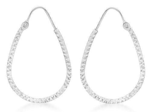 CARISSIMA Damen-Creolen Disketten Träne Band Creole 9 Karat 375 Weißgold 5.53.3539