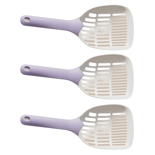 4 feine Katzenstreuschaufeln mit langem Griff solide Katzenkotschaufel für effizientes Sieben