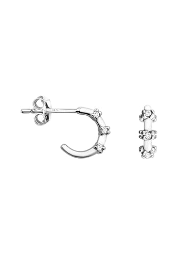 SOFIA MILANI - Damen Ohrringe 925 Silber - mit Zirkonia Steinen - Zirkonia Steck Creole - E1504