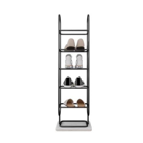 DECORN Schuhregal aus Metall mit Marmorsockel Vertikales schmales Schuhregal Platzsparender Schuhturm Freistehende Schuhregale Schuh-Organizer für den Schrank Black White Marble 6 Tier