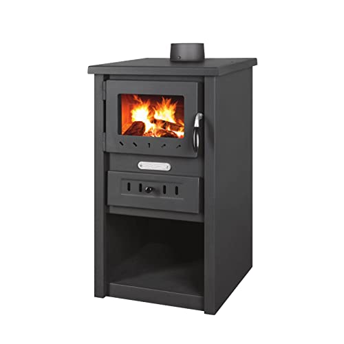 ProTermo Kaminofen Nova S Anthrazit Schwarz - 7 5 kW Heizleistung - 43x46x74 cm Holzofen mit Schamottsteinen mit Sichtfenster - Bauart 2