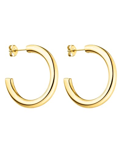 PURELEI Kumu O Creole Ohrringe Gold Damenohrringe aus langlebigem Edelstahl Wasserfeste Ohrringe Damen 3 cm Durchmesser Modeschmuck für deinen individuellen Look