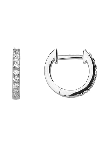 Xenox Damen 925 Sterling Silber Creolen 12 mm mit Zirkonia in silberfarben - CREOLEN - XS8662