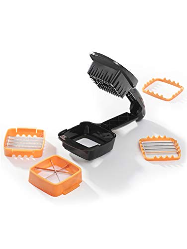 Nicer Dicer Quick Gemüseschneider Zerkleiner Set 5-tlg. Kartofelschneider Zwiebelschneider Gemüsehobel für Würfel Stifte Schneiden direkt in die Pfanne Schüssel Topf