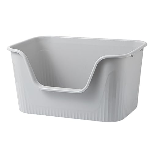 Harilla Katzentoiletten mit Hohen Seitenwänden Große Tragbare Bettpfanne Leicht Zugängliche Katzentoiletten mit Hohen Seitenwänden für Kleine Und Große Kat grau M