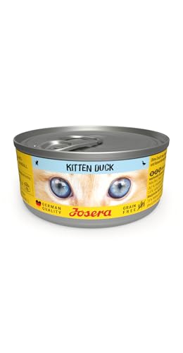 JOSERA Nassfutter Kitten Duck 12 x 85 g Kitten Premium Katzenfutter nass für wachsende Katzen Ente Kartoffel mit Lachsöl getreidefrei Anti-Haarballen Alleinfutter 12er Pack