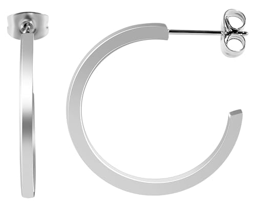 Akzent Wasserfeste Edelstahl Ohrringe Creolen in Silber für Damen 100% Wasserfest Hautverträglich