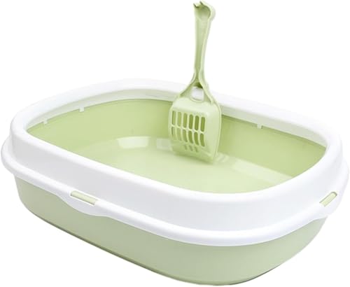 DETPWVWB Robuste spritzwassergeschützte Katzentoilette großer Katzenstreubehälter mit Schaufel for Kätzchen im Haus Fruit Green