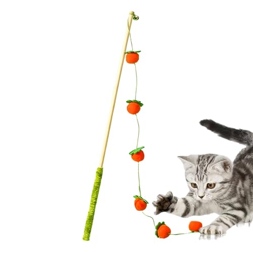 Generisch Katzen Spielstab Flexibel Spielangel Interactive Cat Wand Toy Federwedel für Indoor Katzen Jagdtrieb Training Obstmotiv Plüschfiguren Bunt Langlebig Fitness Spielzeug